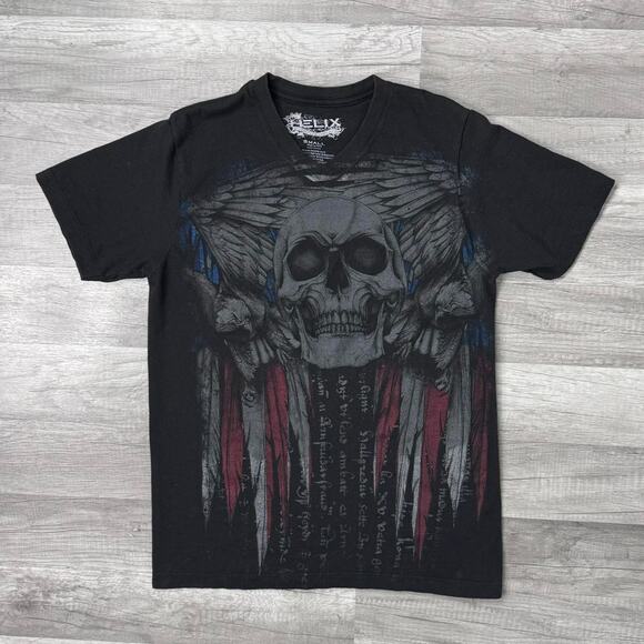 Skull Cyber Y2K Helix Graphic T-Shirt Small - Picture 1 of 7